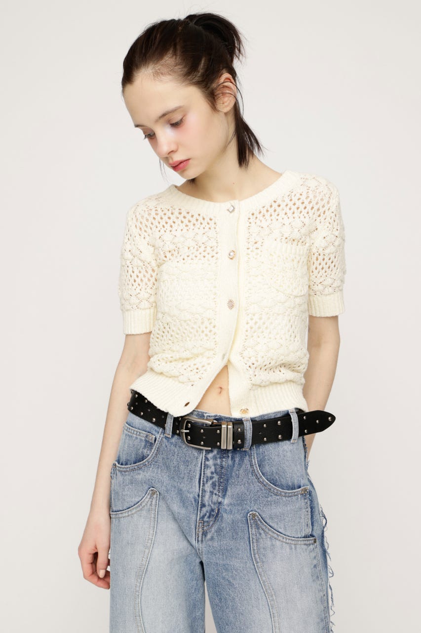 SPLIT LEATHER STUDS ベルト BLK FREE