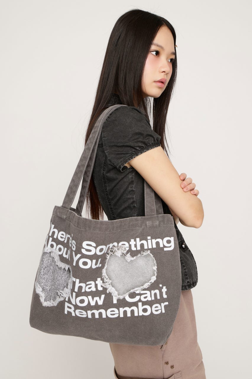 WASHED PRINT トートバッグ L/BLK FREE