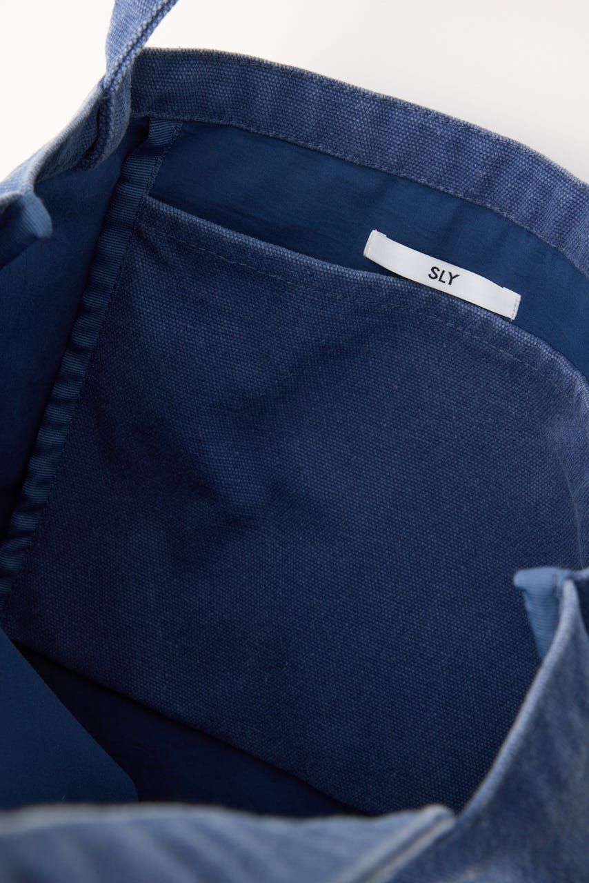 WASHED PRINT トートバッグ L/BLU FREE