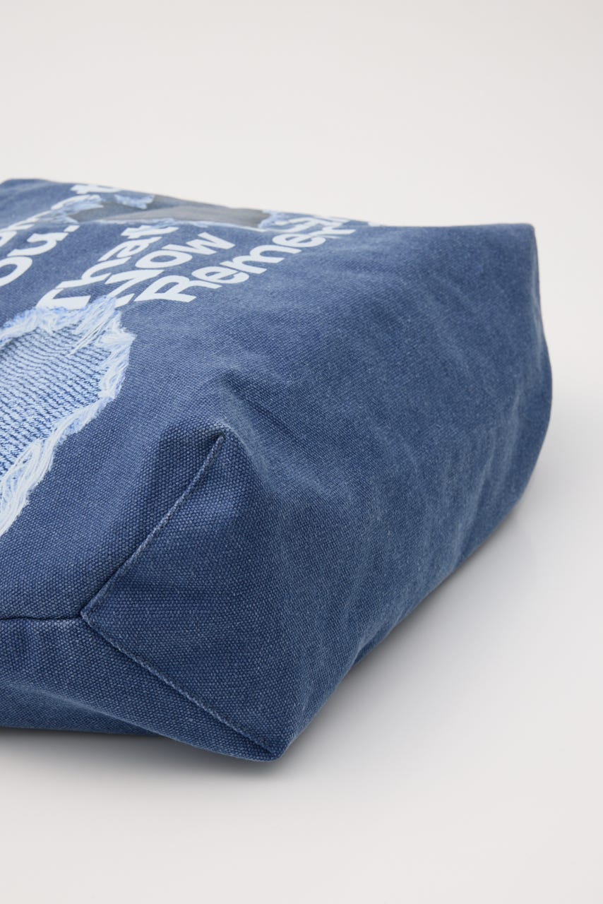 WASHED PRINT トートバッグ L/BLU FREE