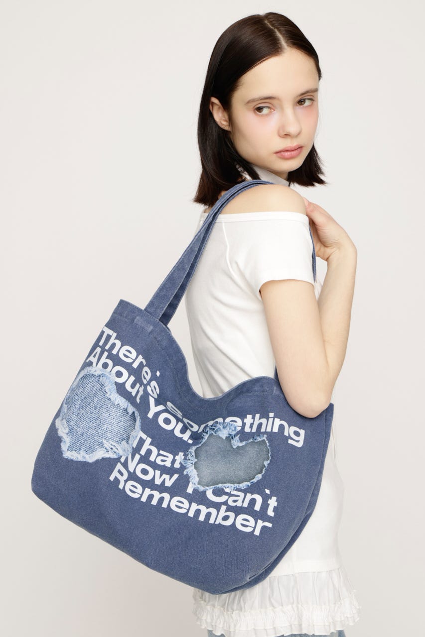 WASHED PRINT トートバッグ L/BLU FREE