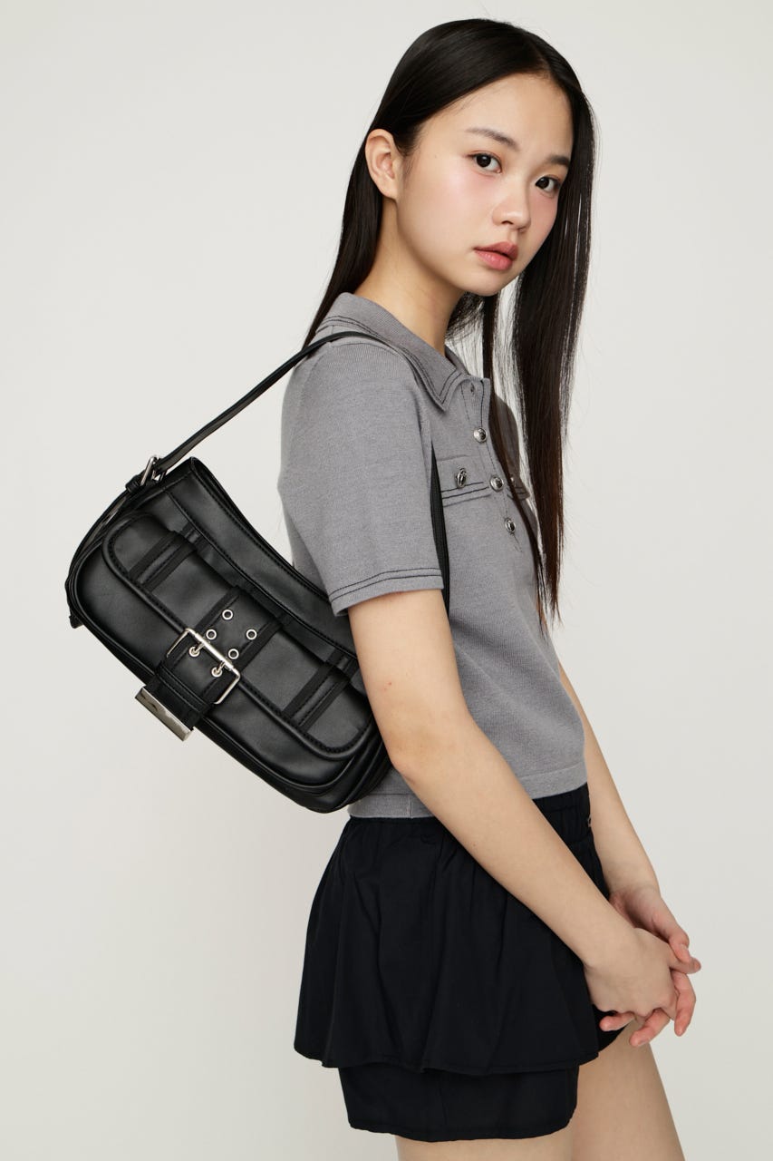 FRONT BUCKLE HOBO バッグ BLK FREE