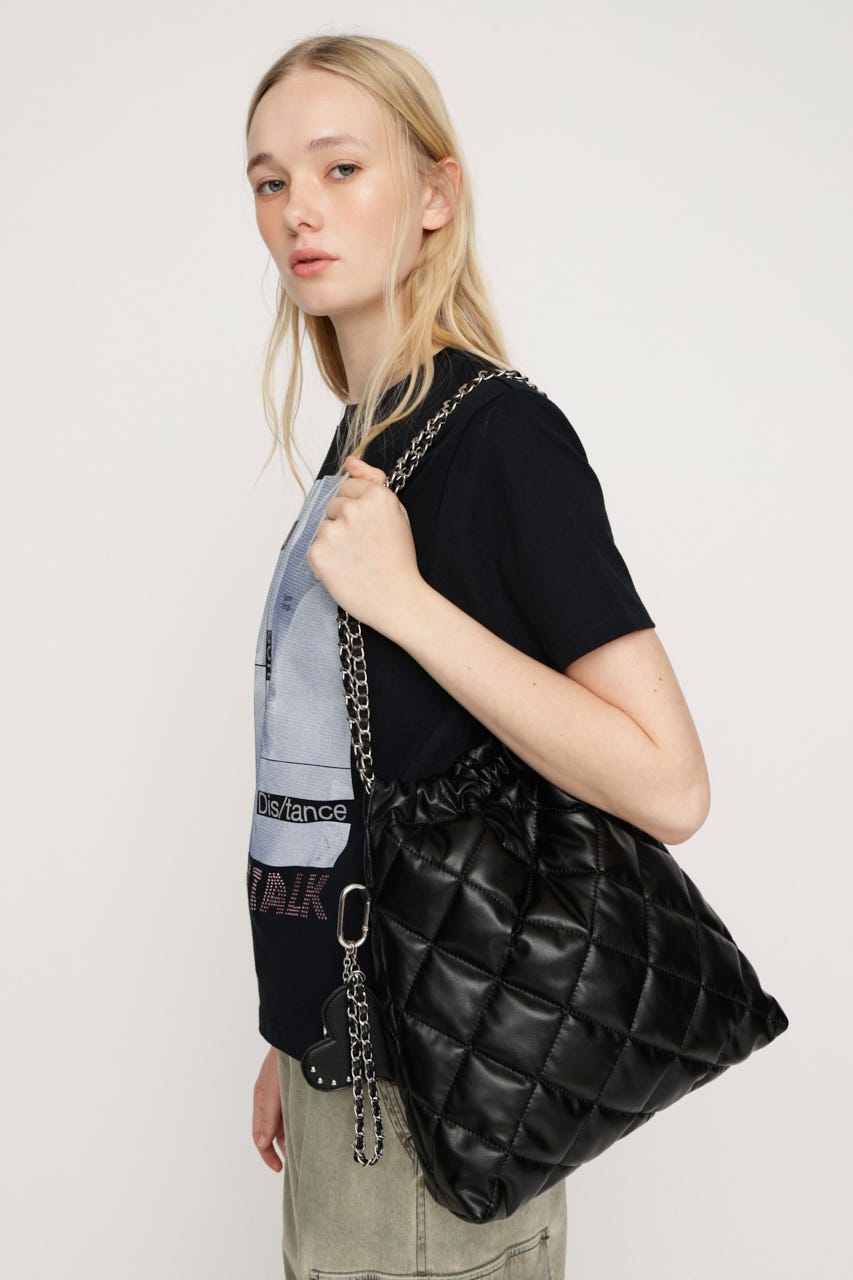 QUILTING F／LEATHER CHAIN バッグ BLK FREE