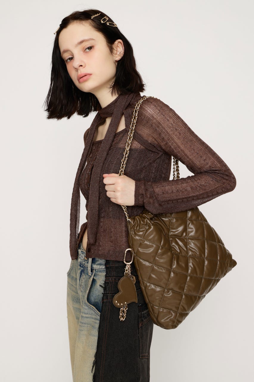 QUILTING F／LEATHER CHAIN バッグ KHA FREE