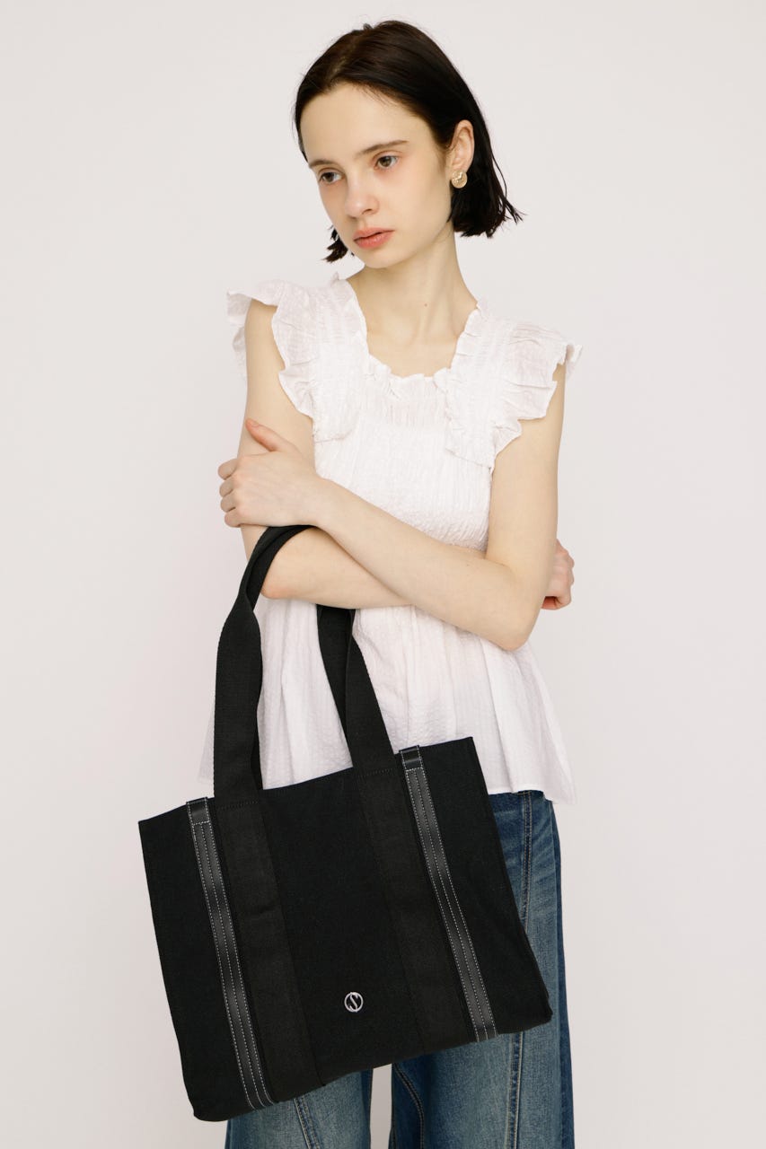 【1BUY5％OFF】THONG TRIMMED CANVAS バッグ BLK FREE
