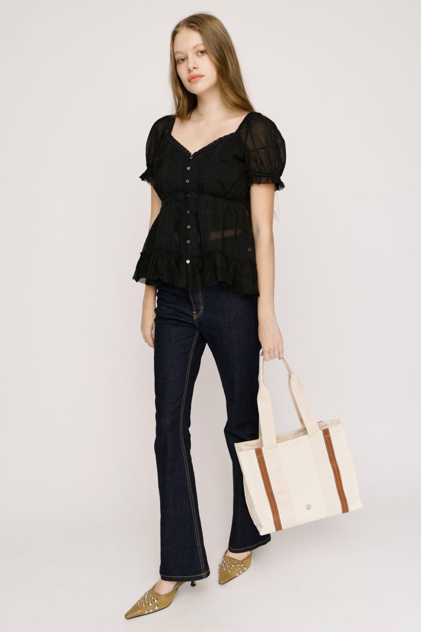 【SNSで話題！】THONG TRIMMED CANVAS バッグ IVOY FREE