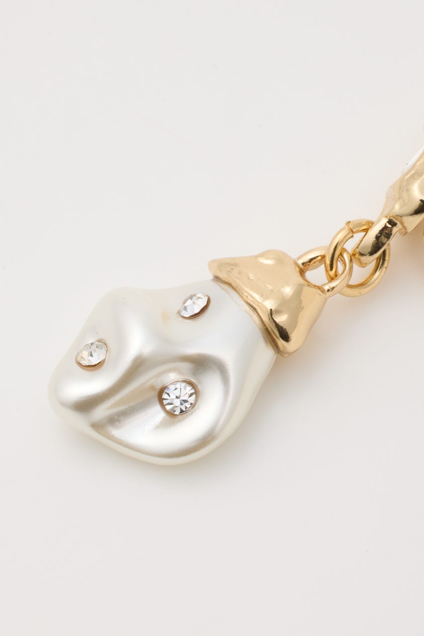 JEWELED F／PEARL イヤリング GLD FREE