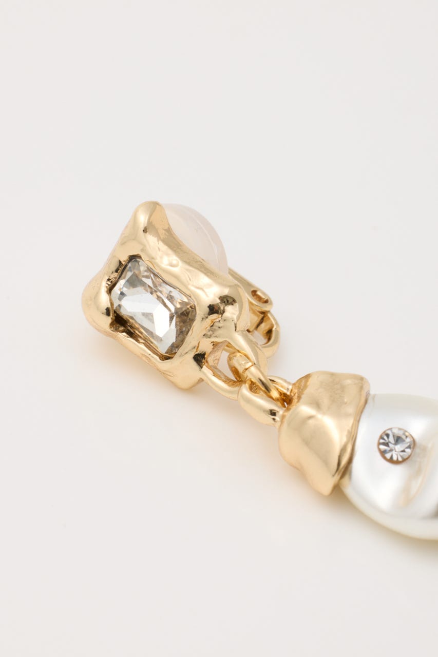 JEWELED F／PEARL イヤリング GLD FREE