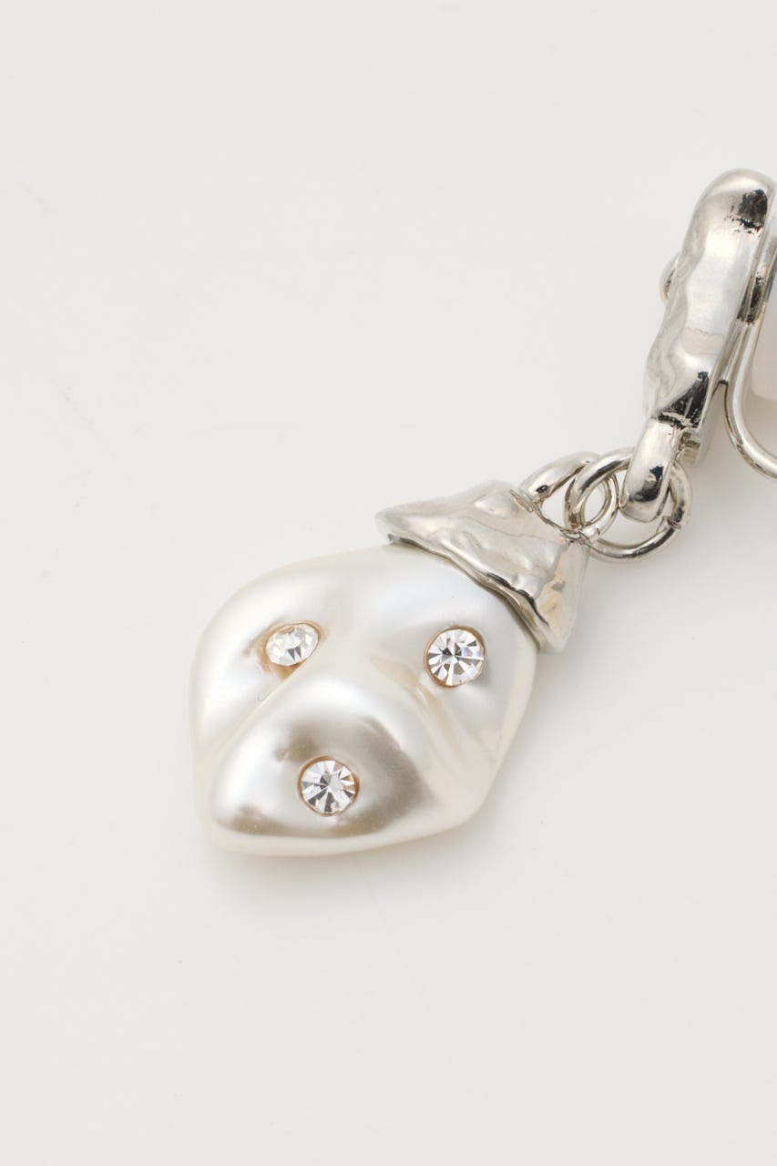 JEWELED F／PEARL イヤリング SLV FREE