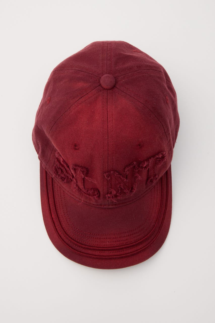 WASHED DAMAGE PATCH キャップ RED FREE