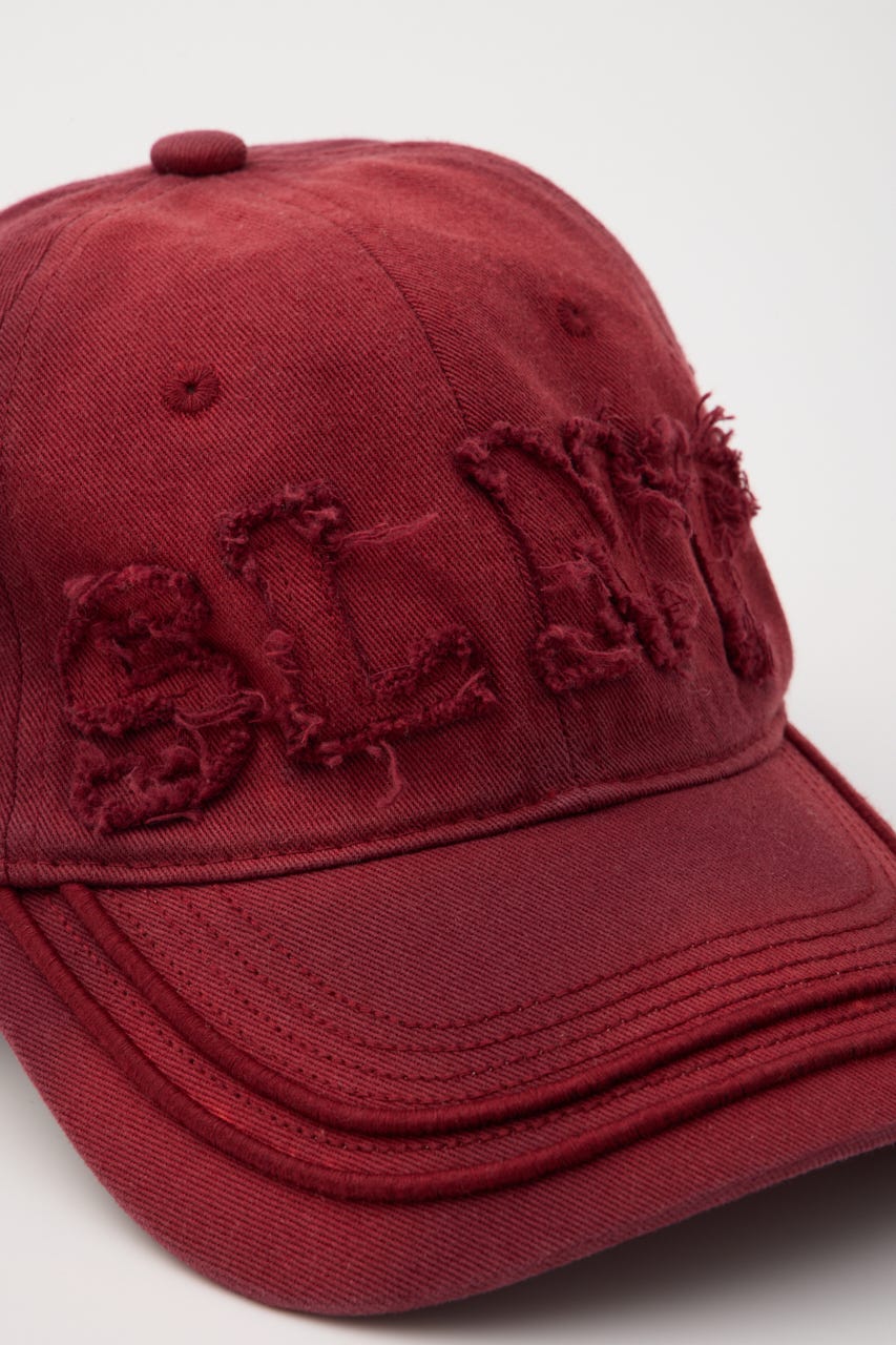 WASHED DAMAGE PATCH キャップ RED FREE