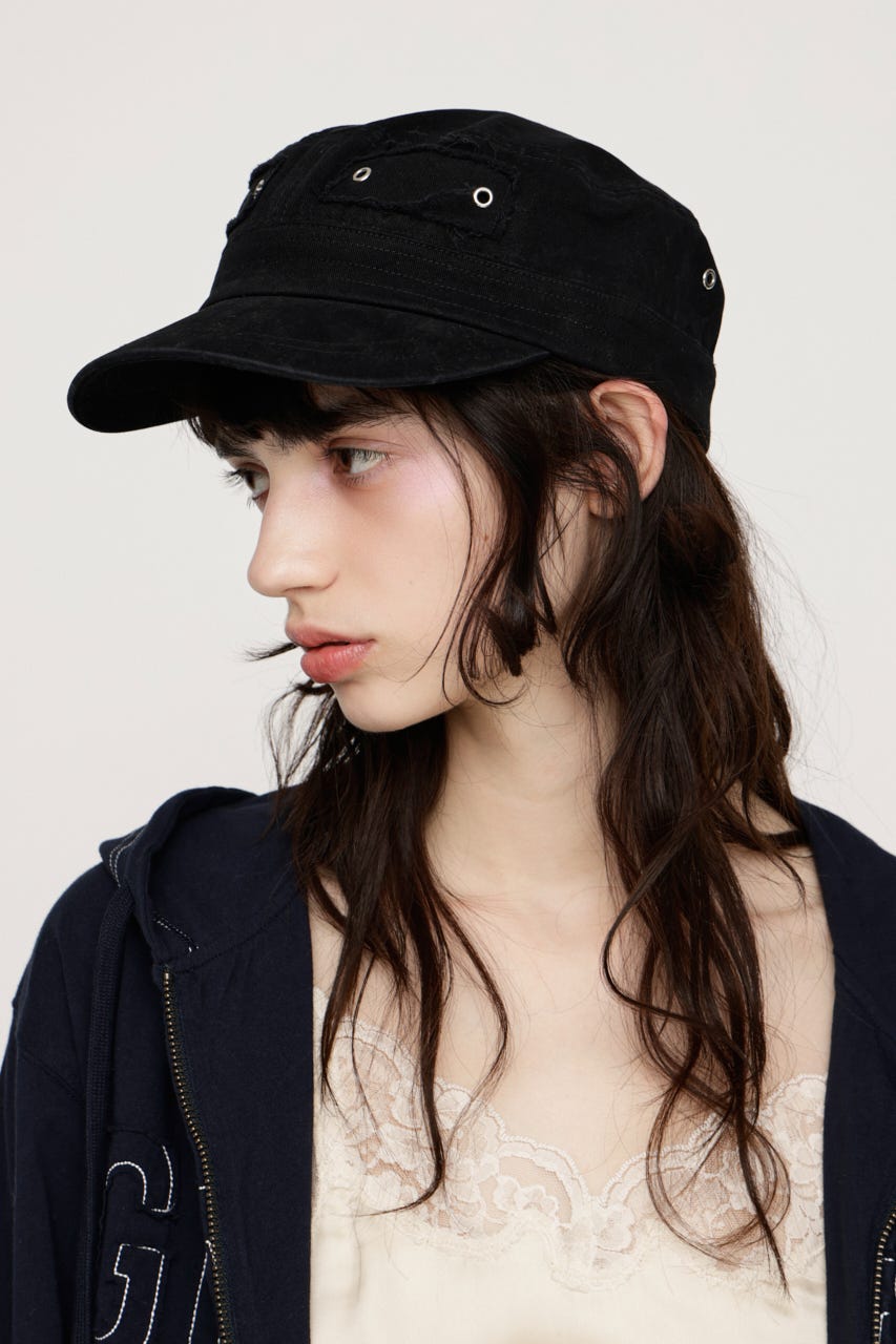 EYELET MILITARY キャップ BLK FREE