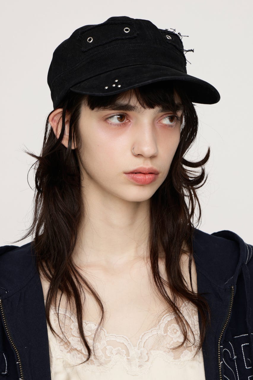 EYELET MILITARY キャップ BLK FREE