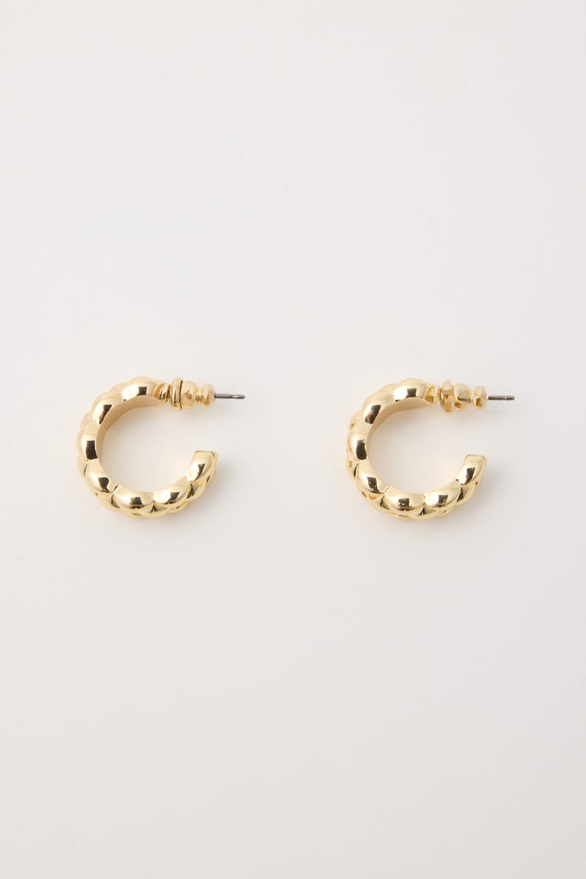 【1BUY5％OFF】CROSS CUTTING HOOP ピアス GLD FREE