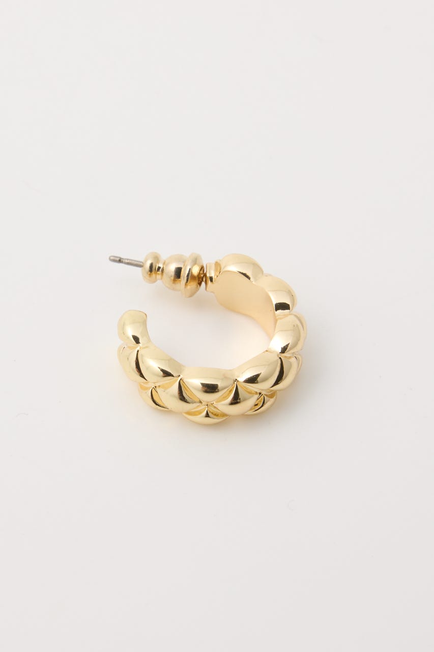 【1BUY5％OFF】CROSS CUTTING HOOP ピアス GLD FREE