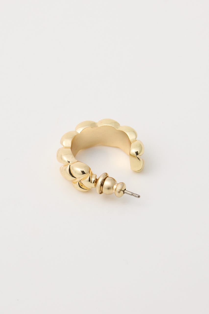 【1BUY5％OFF】CROSS CUTTING HOOP ピアス GLD FREE