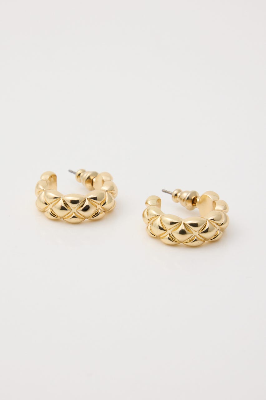 【1BUY5％OFF】CROSS CUTTING HOOP ピアス GLD FREE