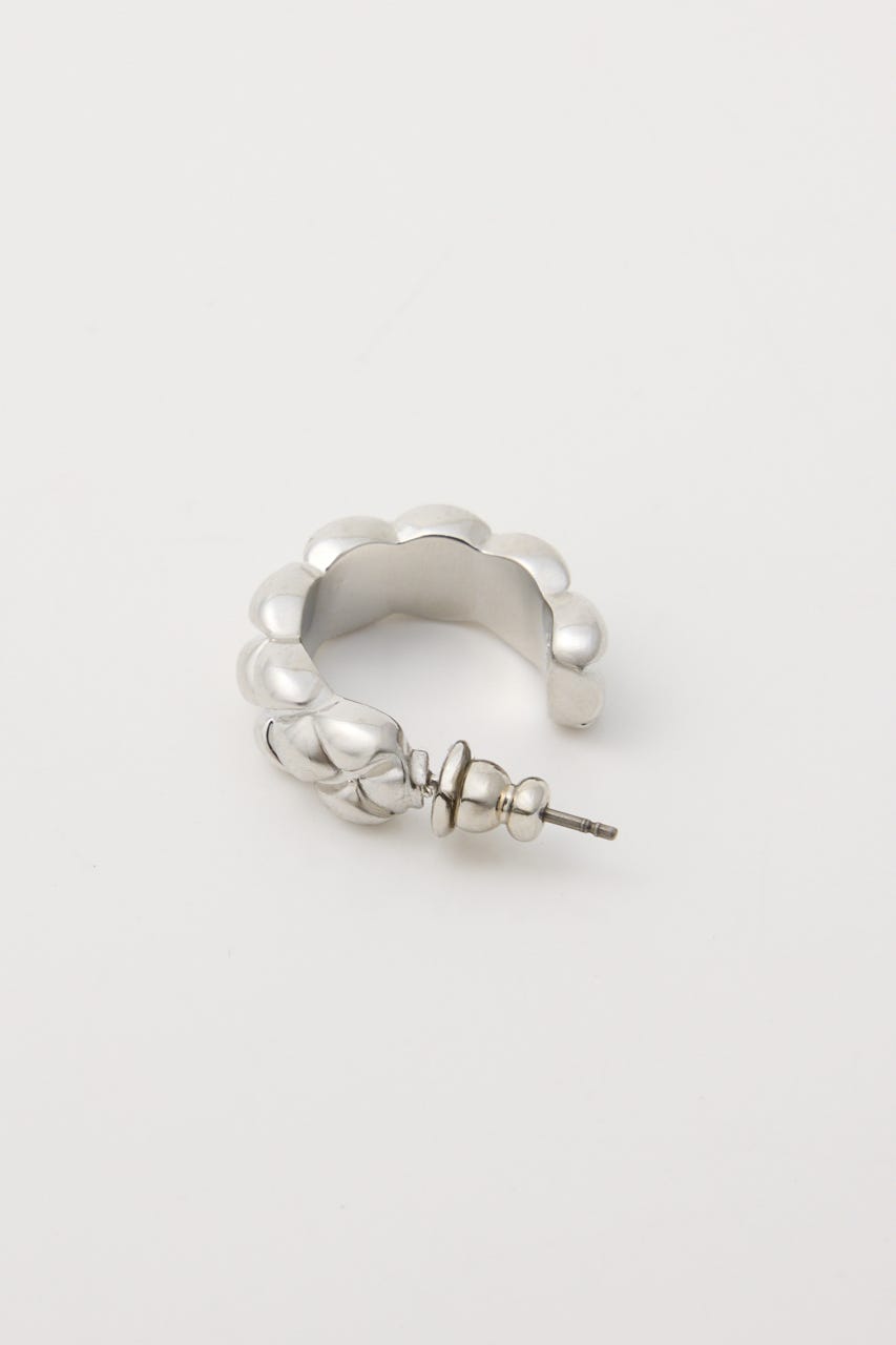【1BUY5％OFF】CROSS CUTTING HOOP ピアス SLV FREE