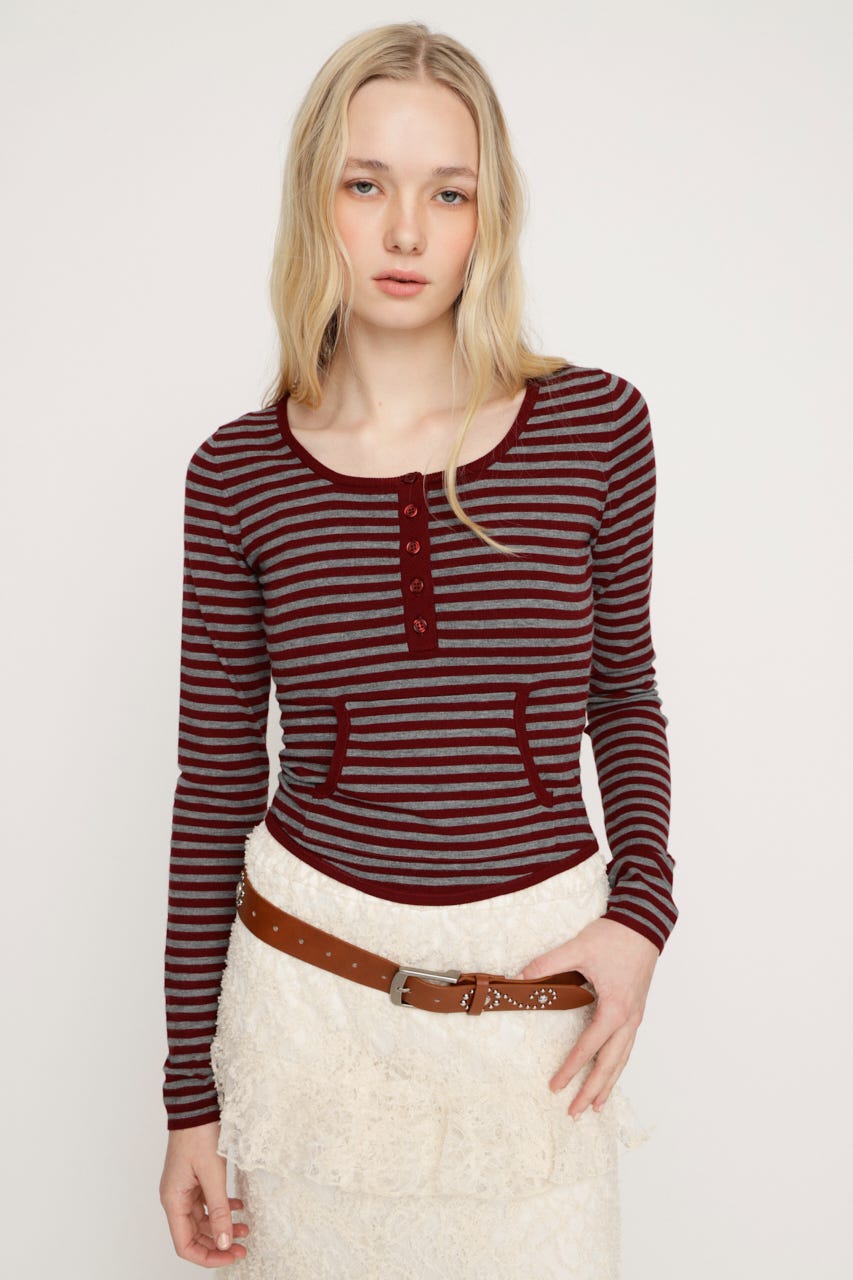 HENLY NECK トップス M/RED FREE