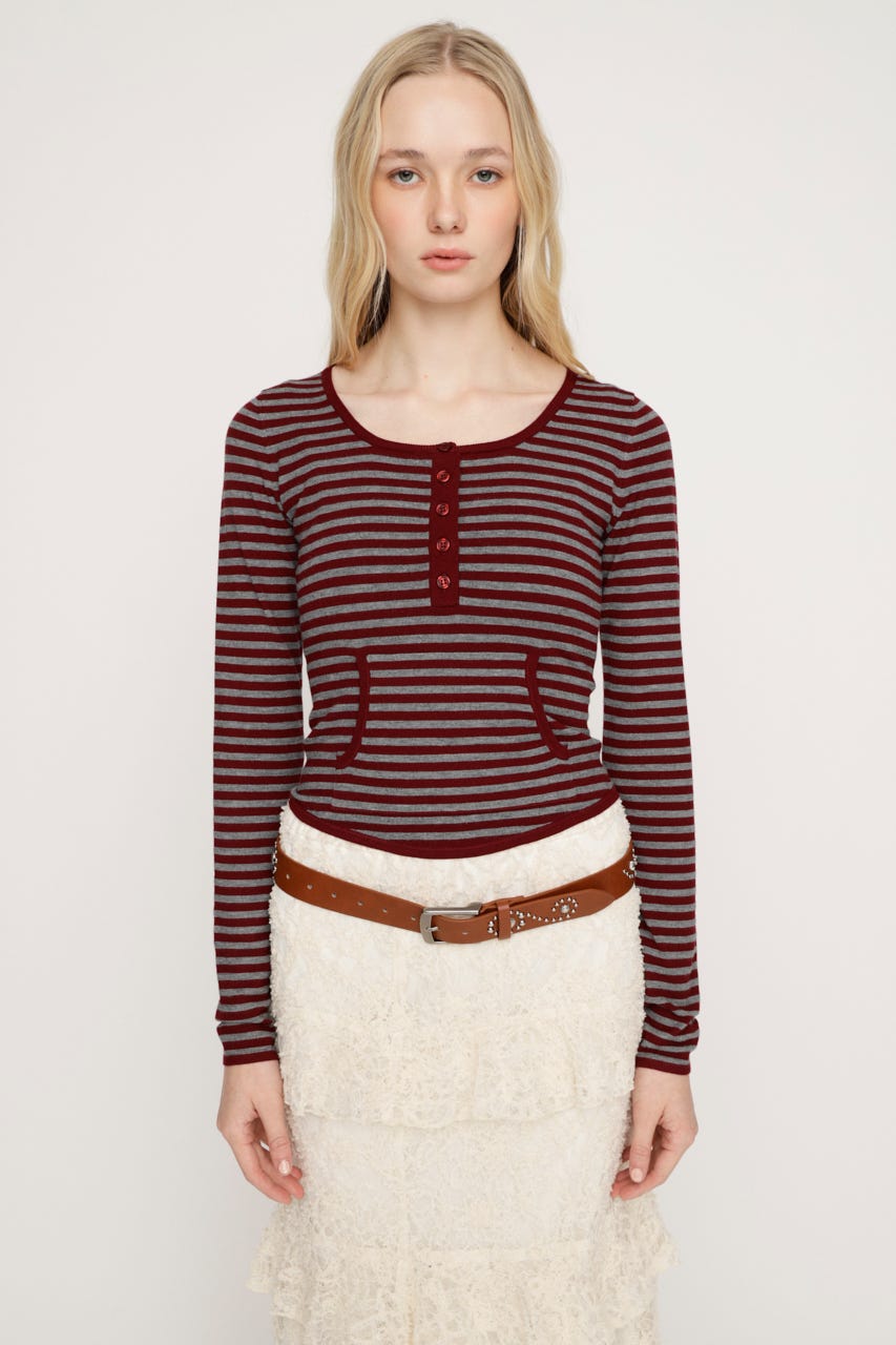 HENLY NECK トップス M/RED FREE