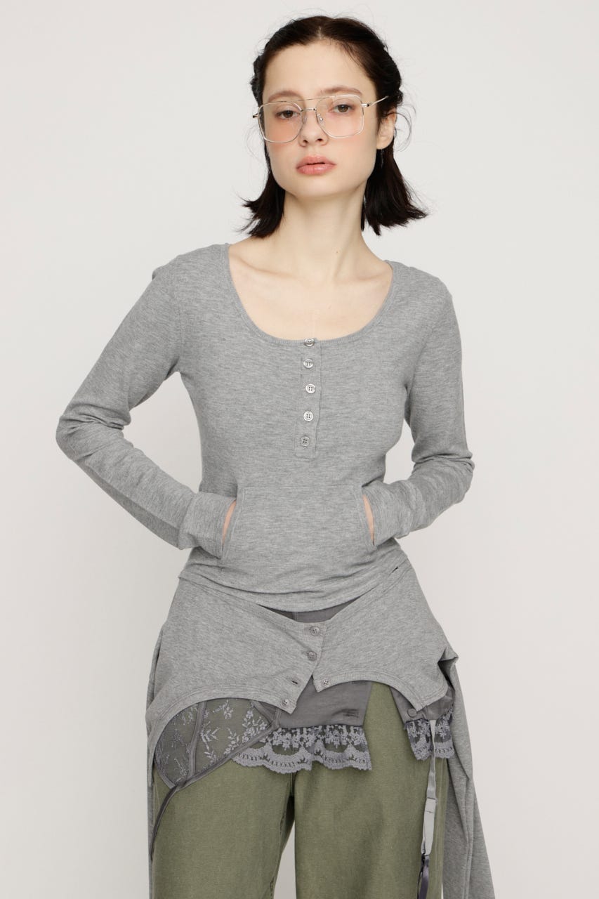 HENLY NECK トップス T.GRY FREE
