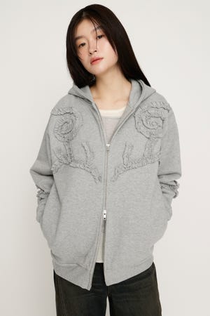 FRILL ZIP UP HOODIE