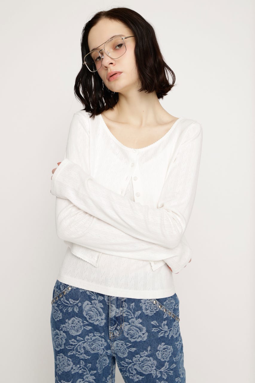 S LINE EYELET 2P O/WHT FREE