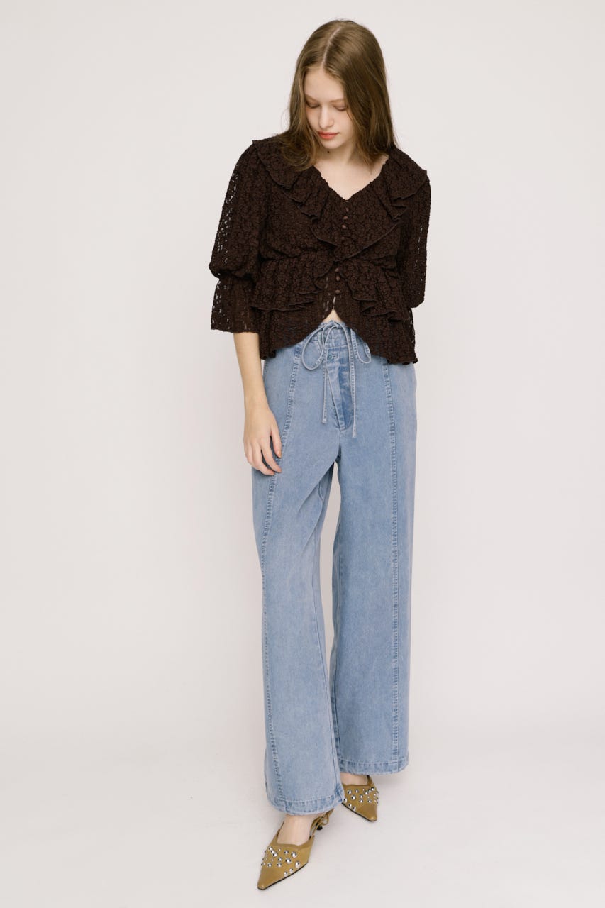 CUT LACE RUFFLE ブラウス BRN FREE