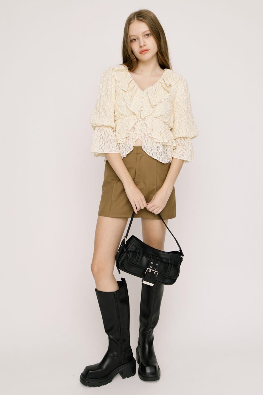 CUT LACE RUFFLE ブラウス IVOY FREE
