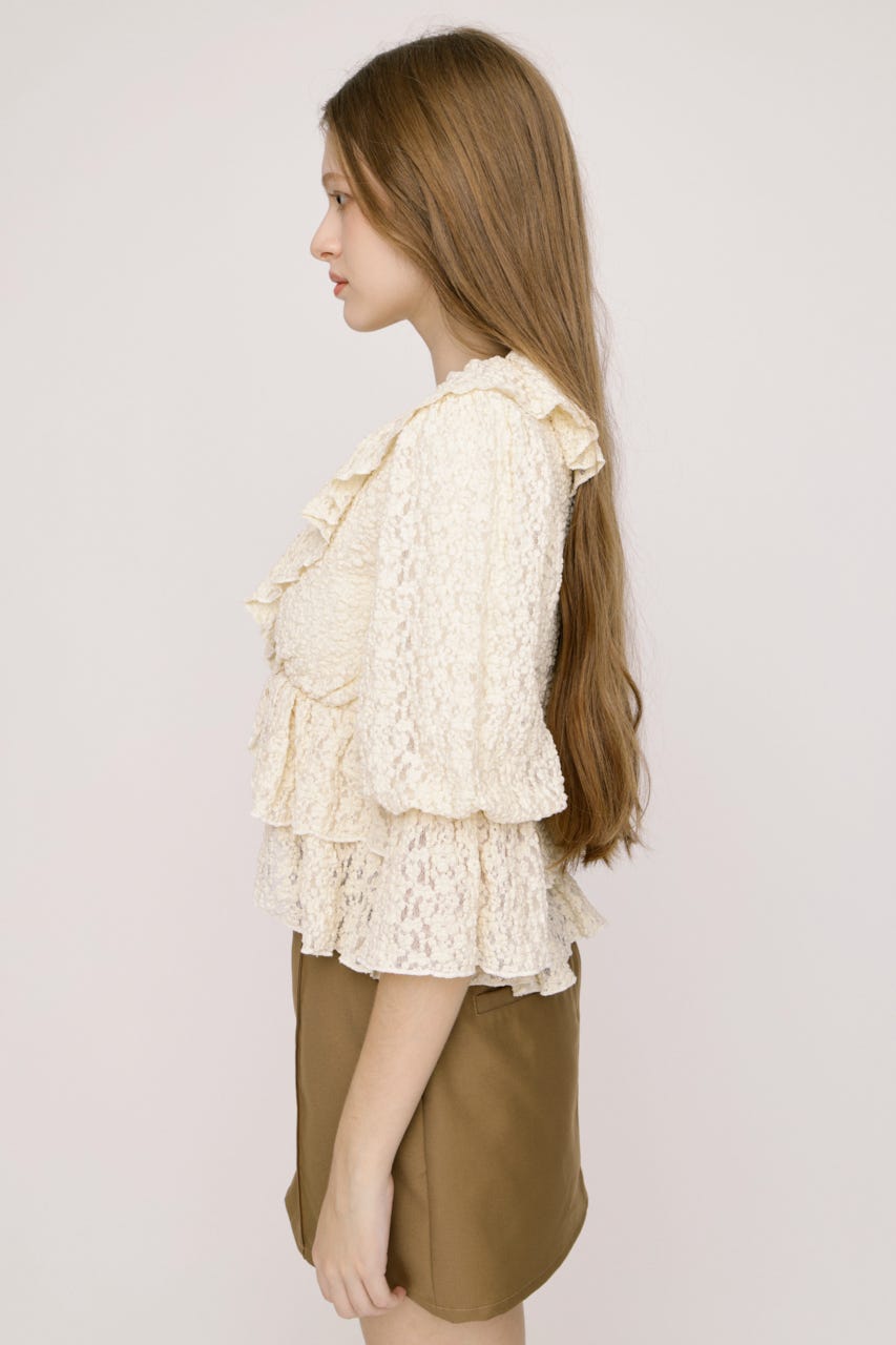 CUT LACE RUFFLE ブラウス IVOY FREE