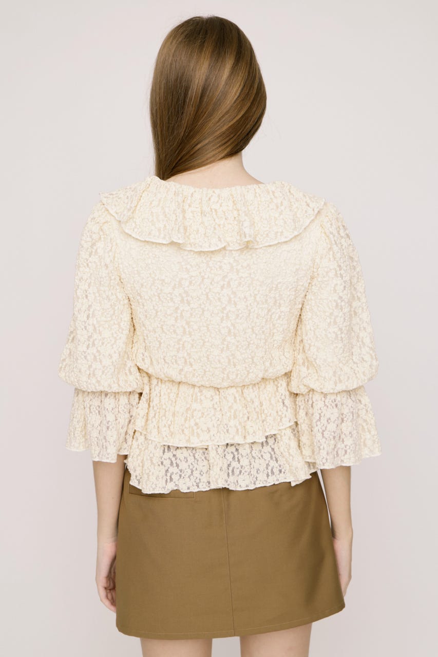 CUT LACE RUFFLE ブラウス IVOY FREE