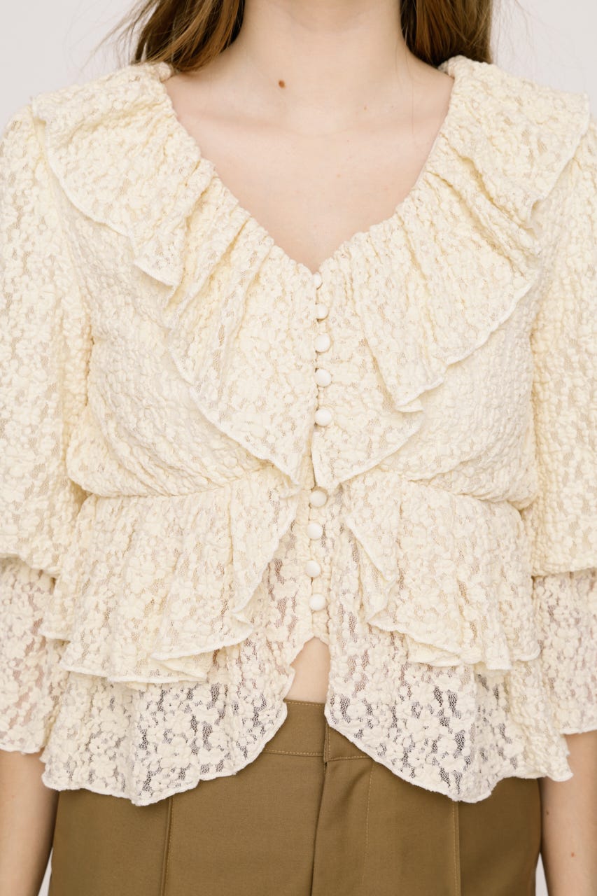 CUT LACE RUFFLE ブラウス IVOY FREE