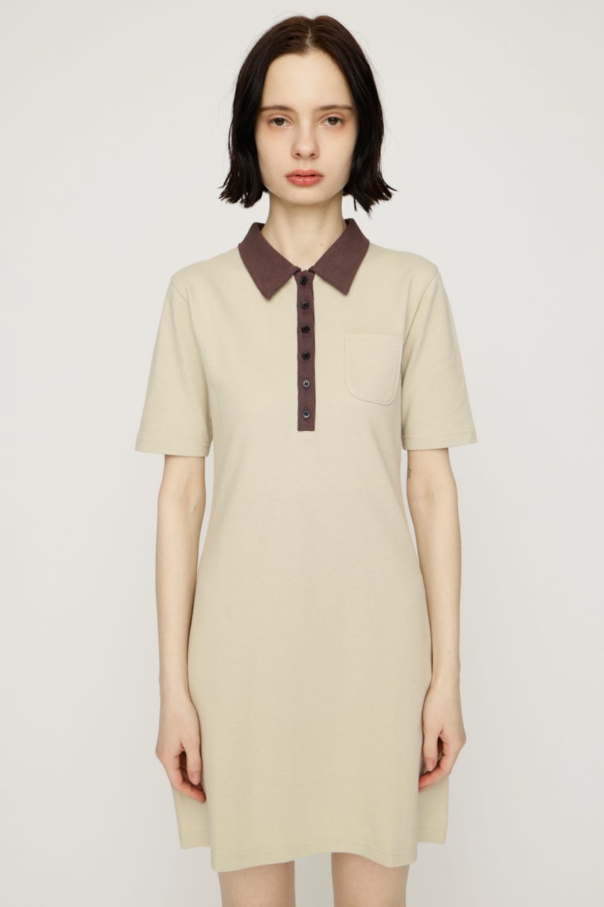 BI COLOR COLLAR ショートワンピース BEG FREE