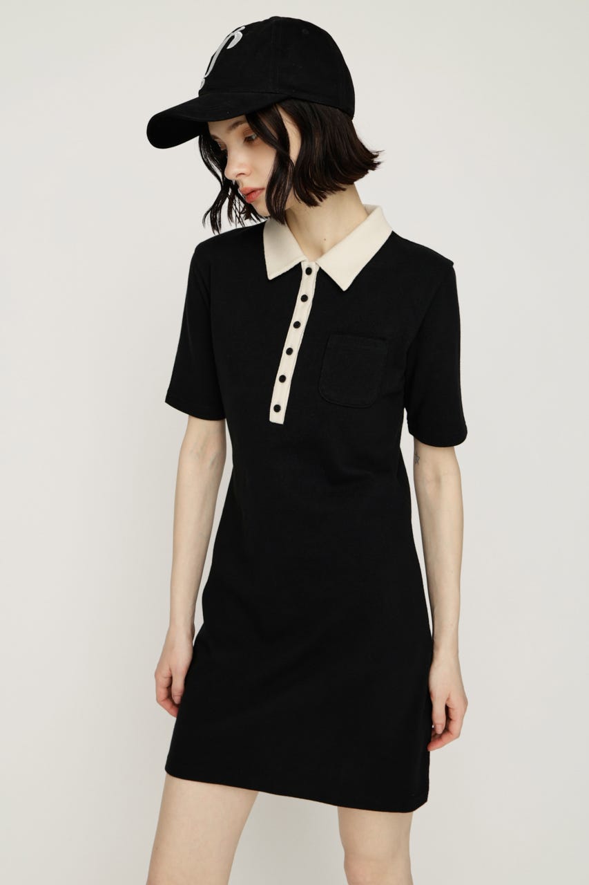 BI COLOR COLLAR ショートワンピース BLK FREE