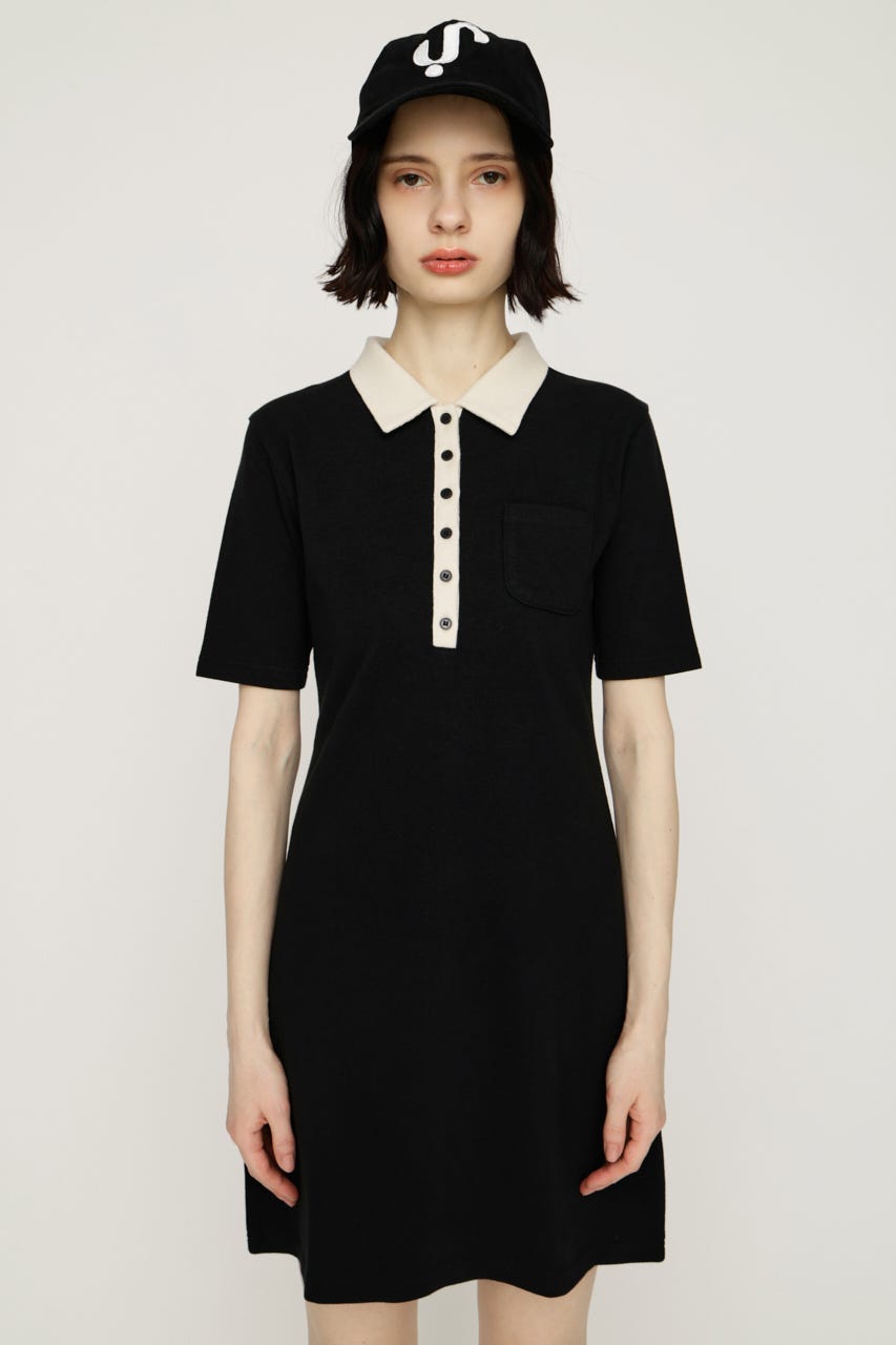 BI COLOR COLLAR ショートワンピース BLK FREE