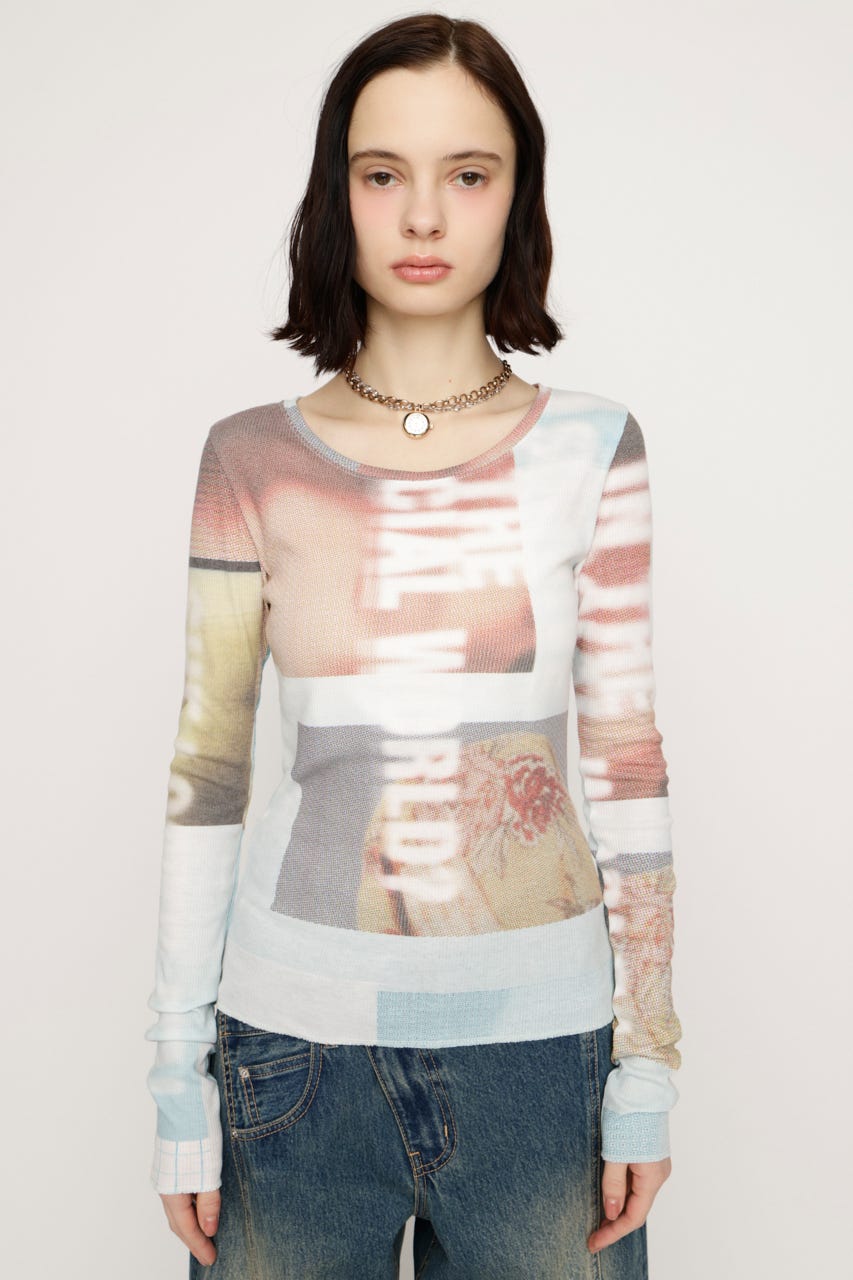 【LIMITED ITEM】GRAPHIC SHEER L／S Tシャツ BLU FREE