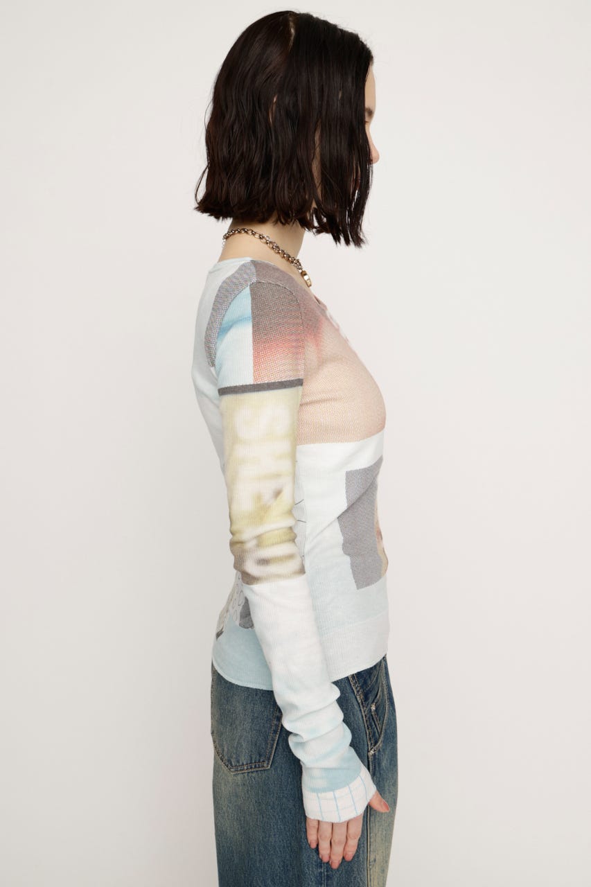 【LIMITED ITEM】GRAPHIC SHEER L／S Tシャツ BLU FREE