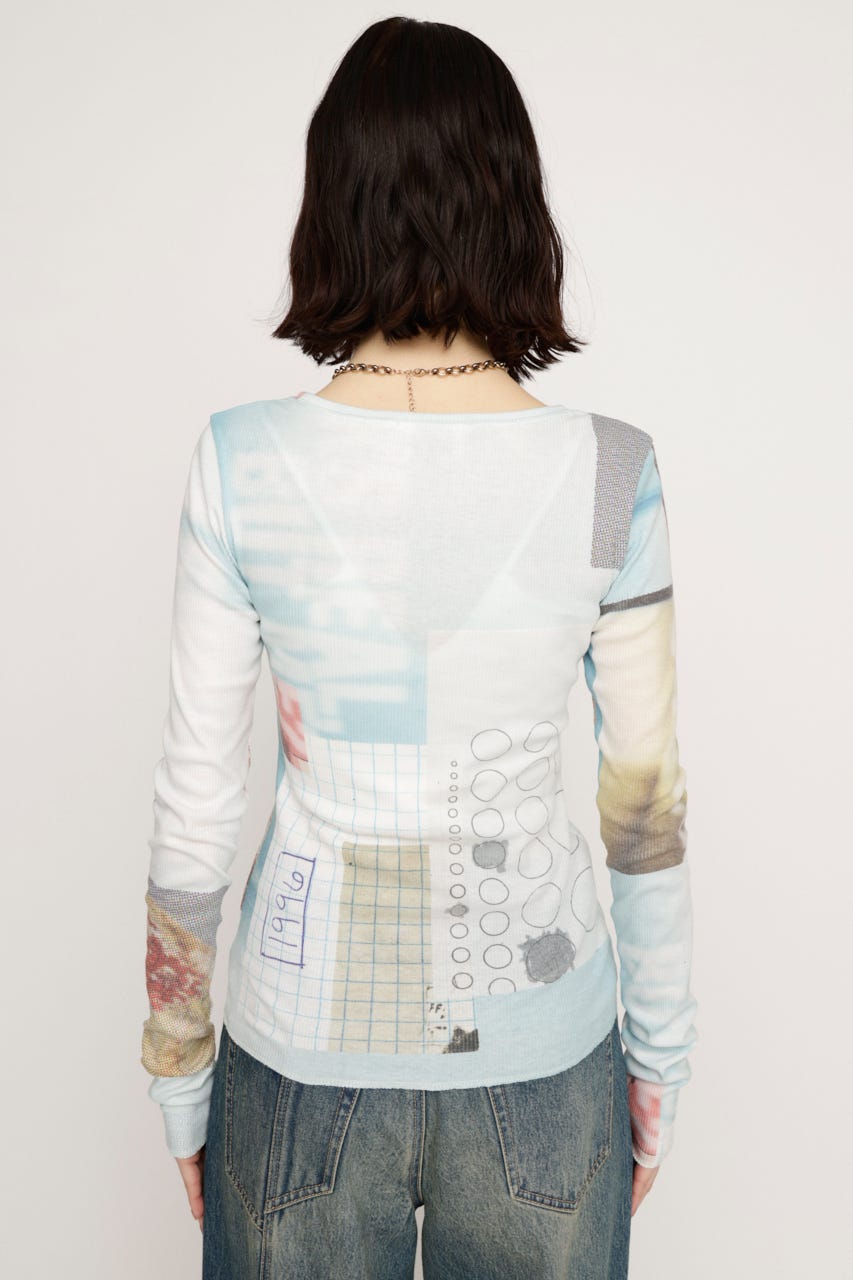 【LIMITED ITEM】GRAPHIC SHEER L／S Tシャツ BLU FREE