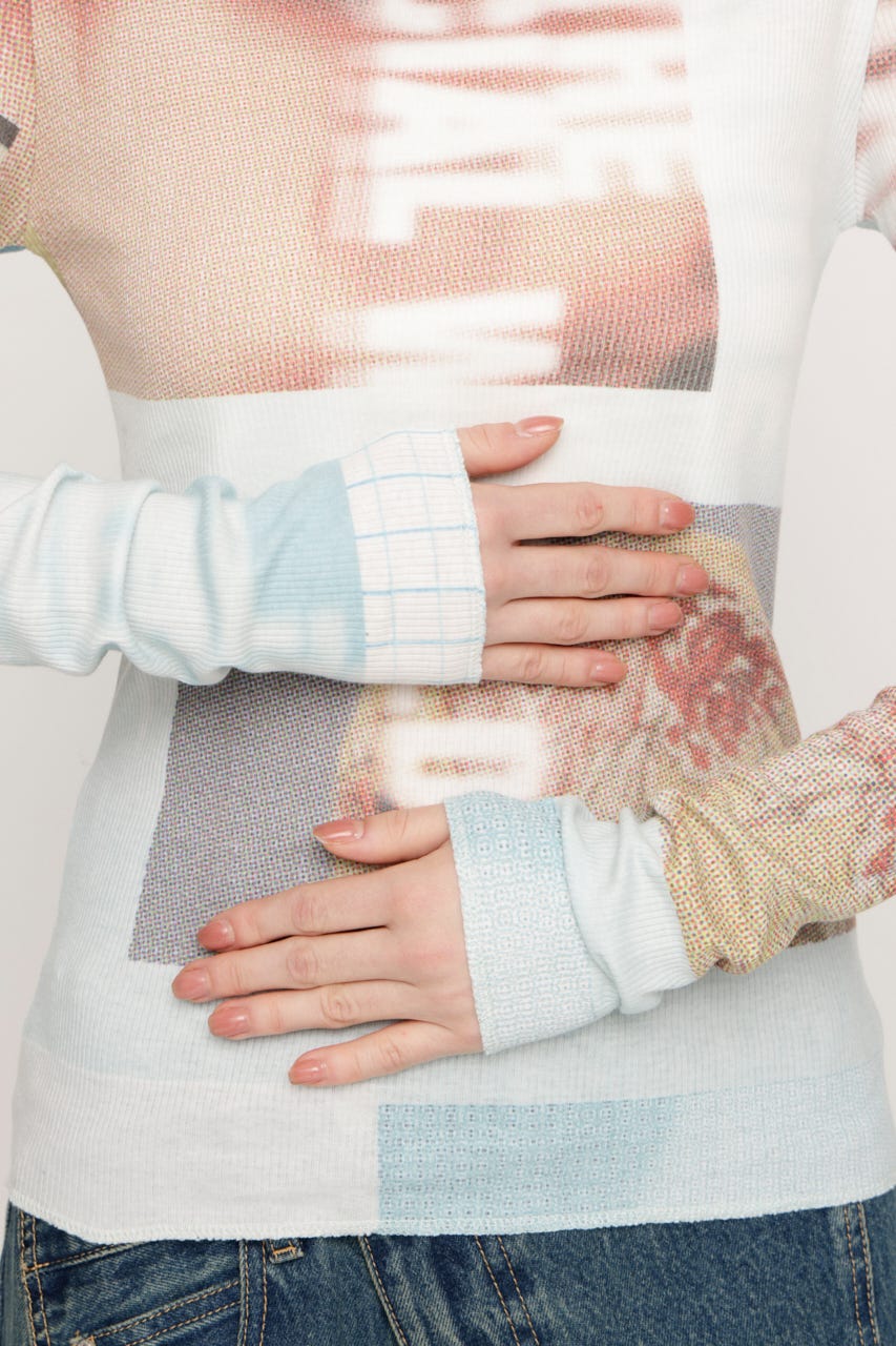 【LIMITED ITEM】GRAPHIC SHEER L／S Tシャツ BLU FREE