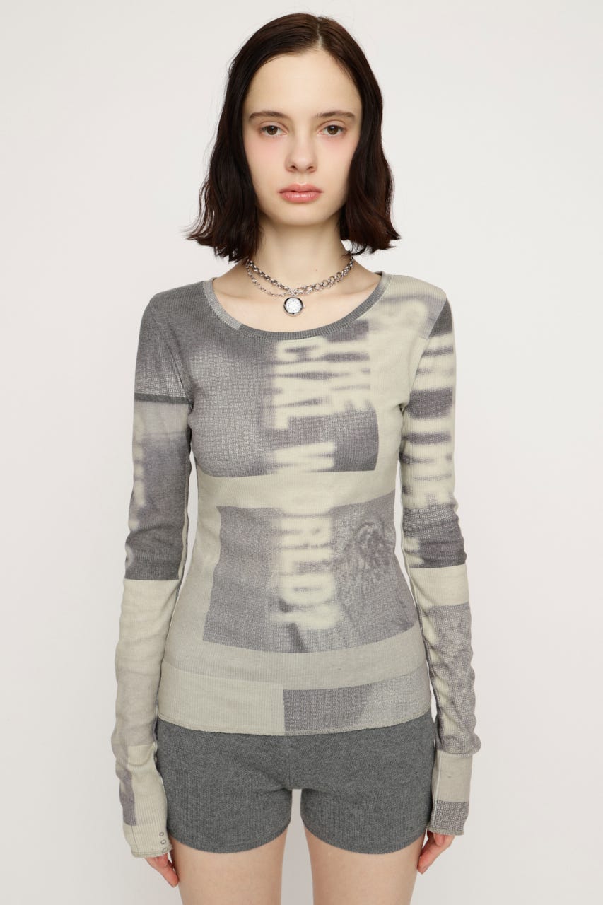 【LIMITED ITEM】GRAPHIC SHEER L／S Tシャツ KHA FREE