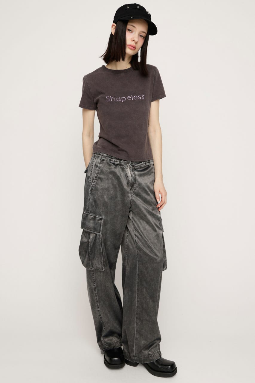 WASHED STONE LOGO Tシャツ L/BLK FREE