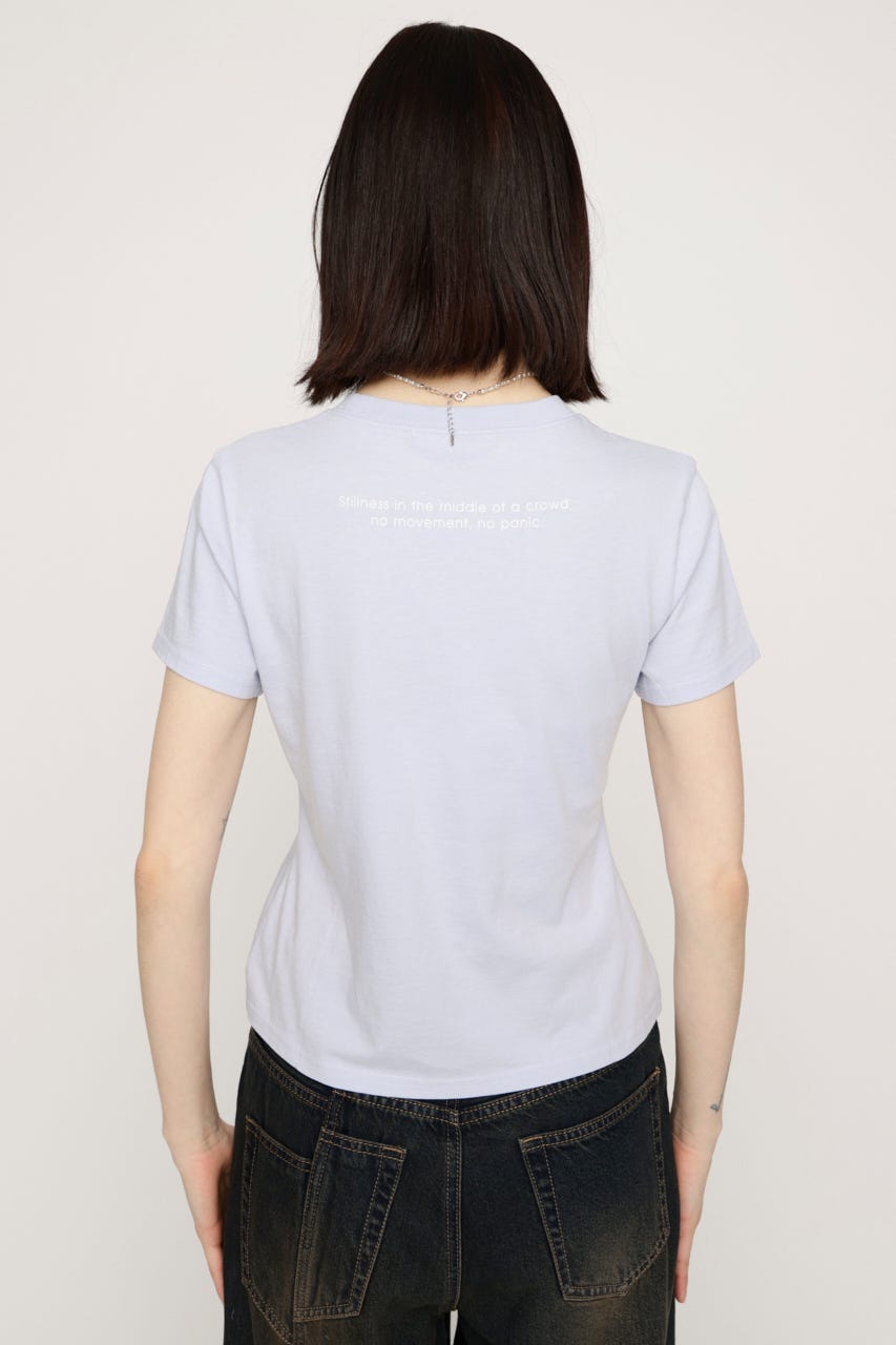WASHED STONE LOGO Tシャツ L/BLU FREE