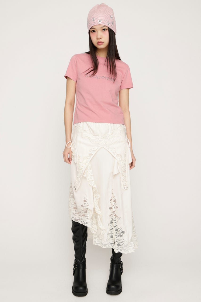 WASHED STONE LOGO Tシャツ L/PNK FREE