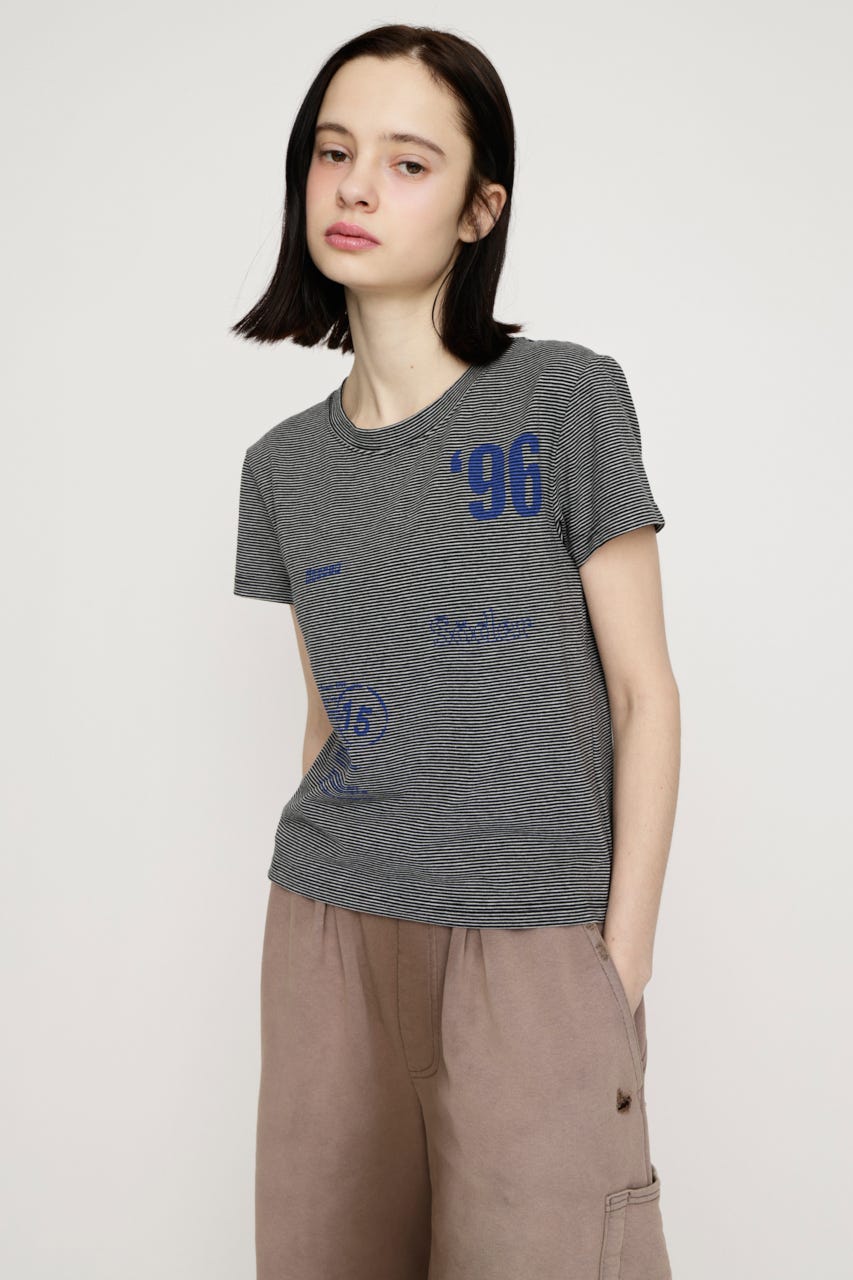 BORDER ON GRAPHIC Tシャツ M/BLK FREE