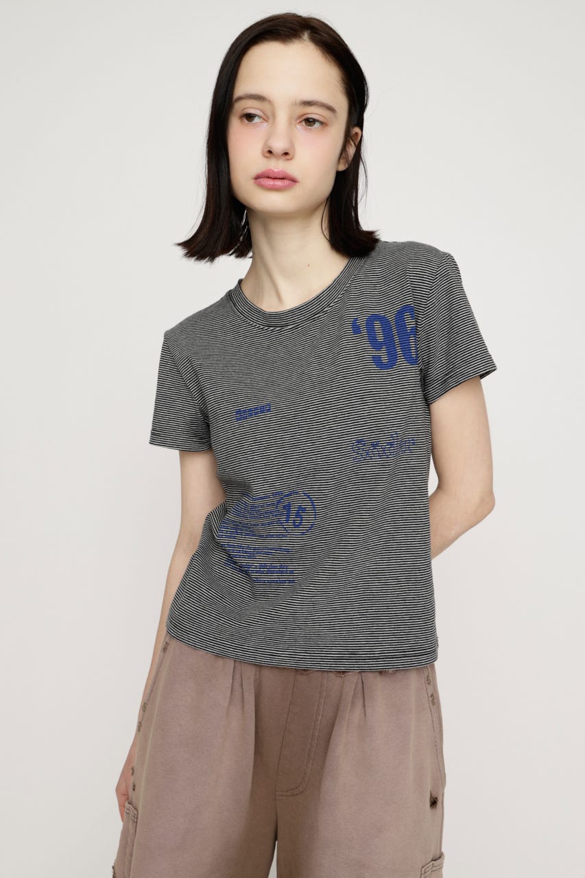 BORDER ON GRAPHIC Tシャツ M/BLK FREE