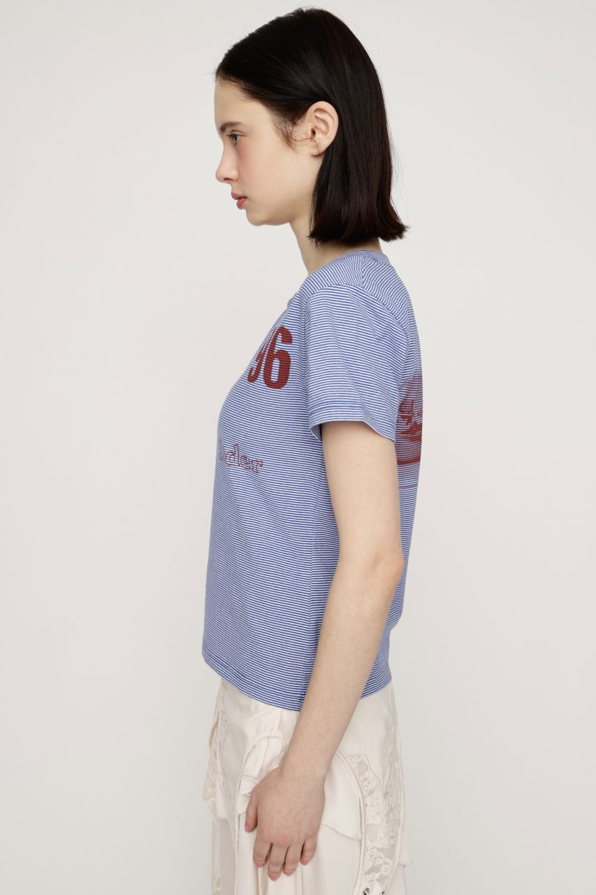 BORDER ON GRAPHIC Tシャツ M/BLU FREE