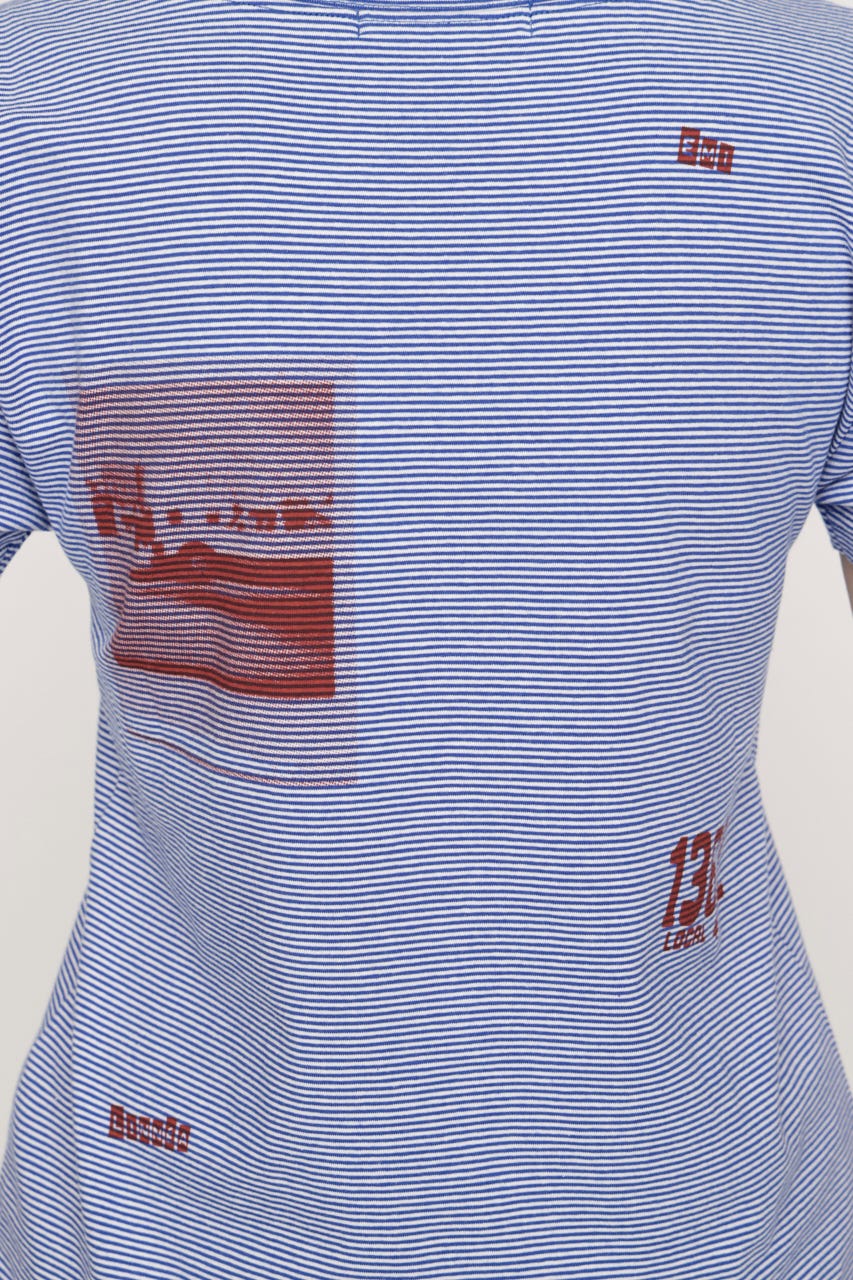 BORDER ON GRAPHIC Tシャツ M/BLU FREE