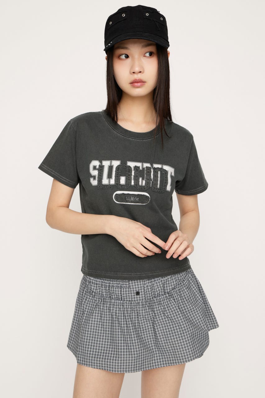 LOGO ON PATCH Tシャツ L/BLK FREE