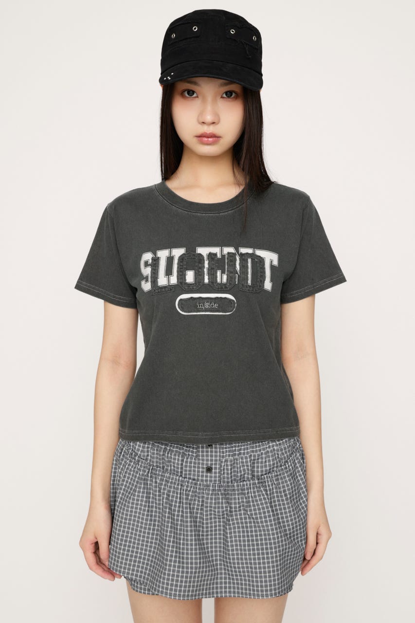 LOGO ON PATCH Tシャツ L/BLK FREE