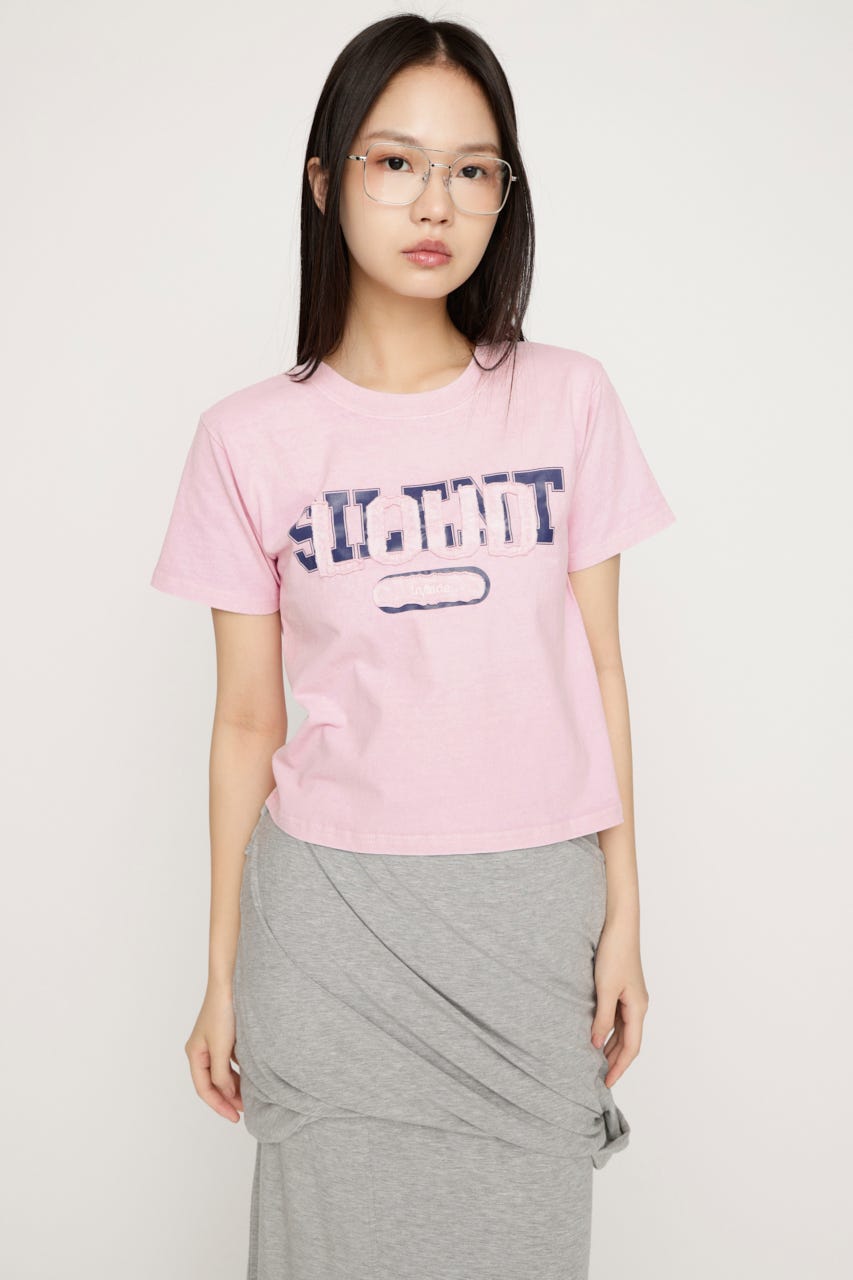 LOGO ON PATCH Tシャツ L/PNK FREE